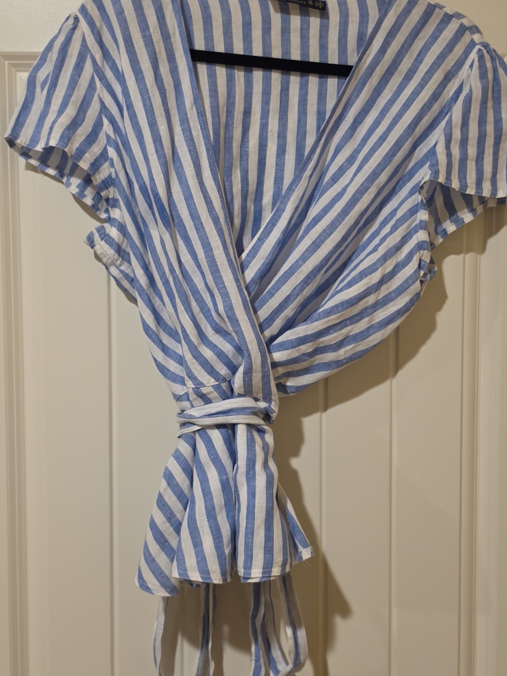 Polo Ralph Lauren Striped Wrap Blouse in Blue & White Size XL